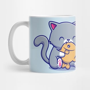 Cute Cat Eating Fish Mug